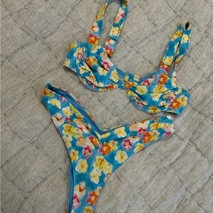 PacSun Floral Blue Bikini Set